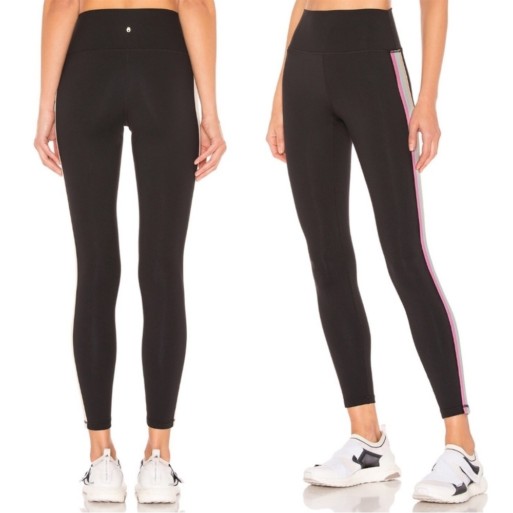 Spiritual Gangster High Waist 7/8 Metallic Sparkle Stripe Legging Rainbow Small